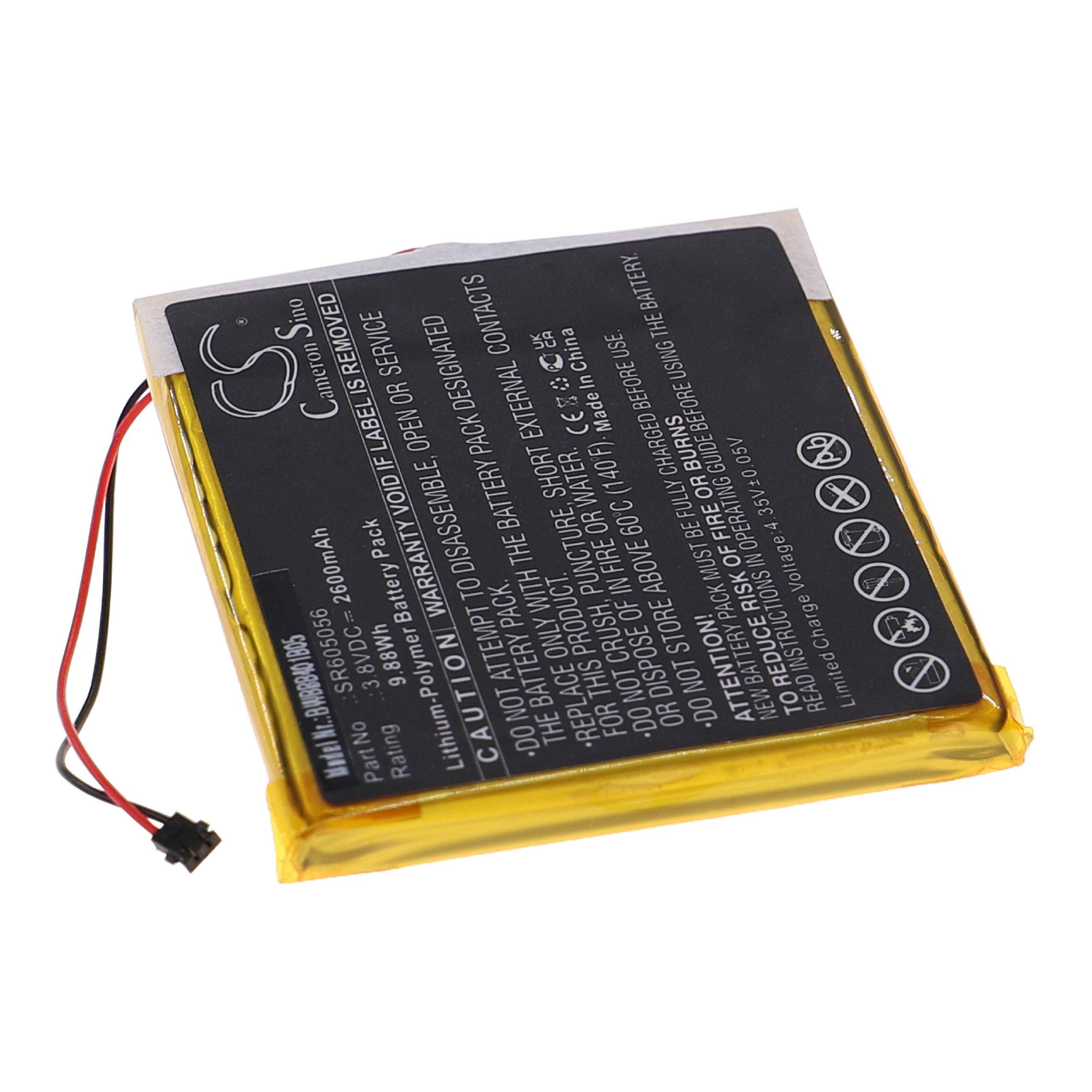 vhbw Akku Ersatz für Astell & Kern SR605056 für MP3-Player Musik Player (2600 mAh, 3,8 V, Li-Polymer)
