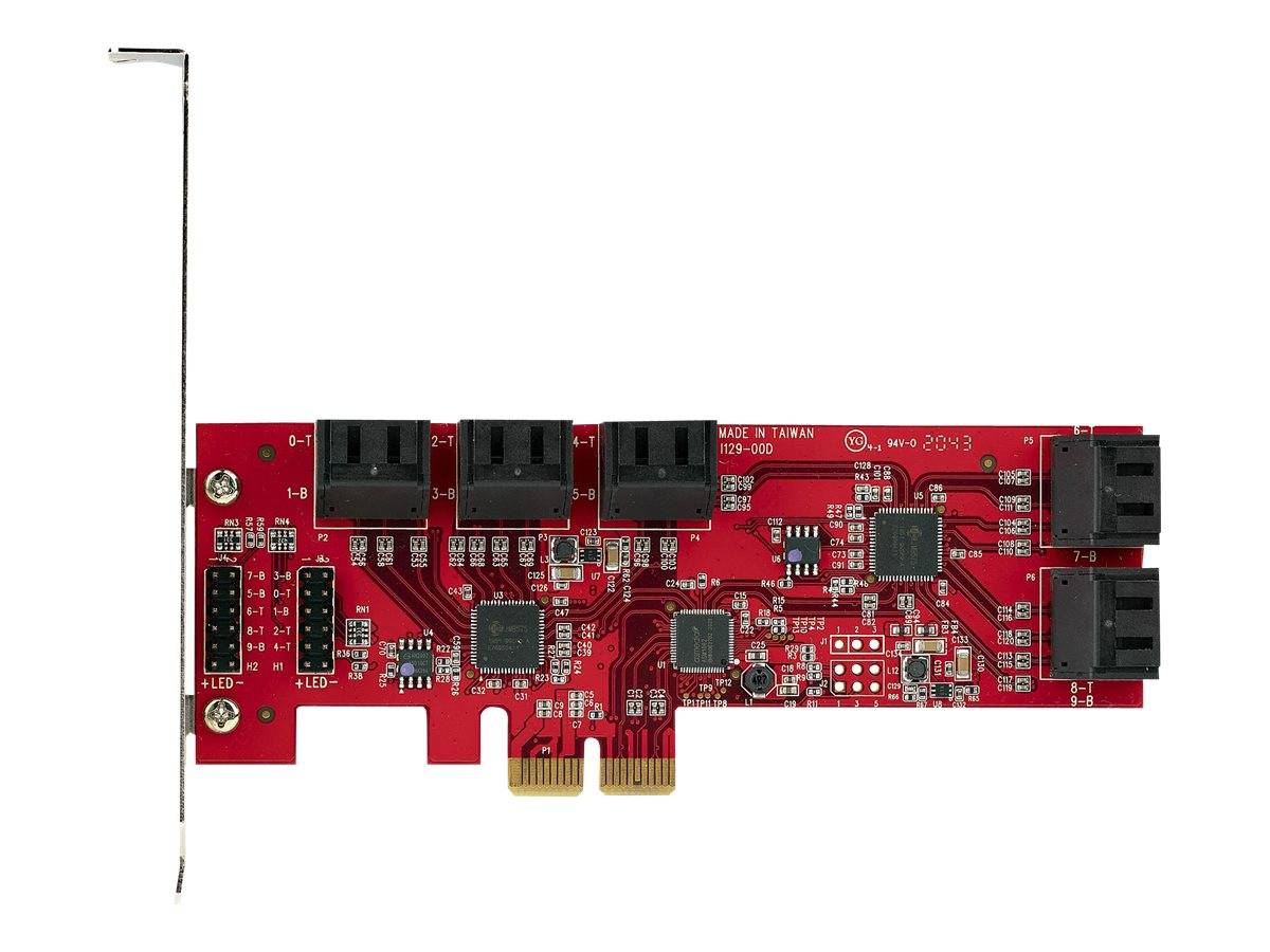 StarTech.com PCIe SATA Controller Karte - 10 Port SATA 3 Erweiterungskarte/Kontroller - 6Gbit/s - Full- und Low-Profile