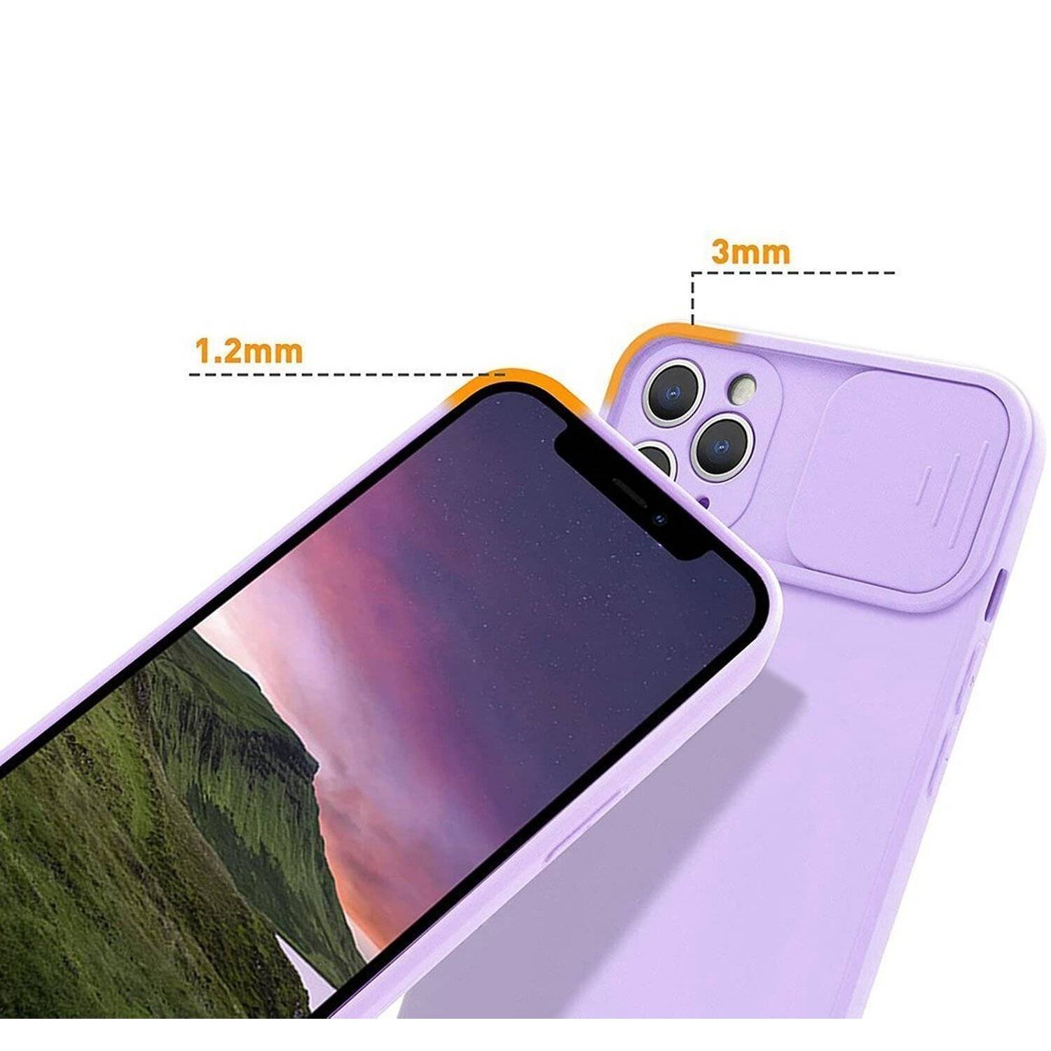 360 Grad Schutz CamShield Silikon Cover Case Slim Handyhülle mit Kameraschutz für Motorola Moto G60S Lila