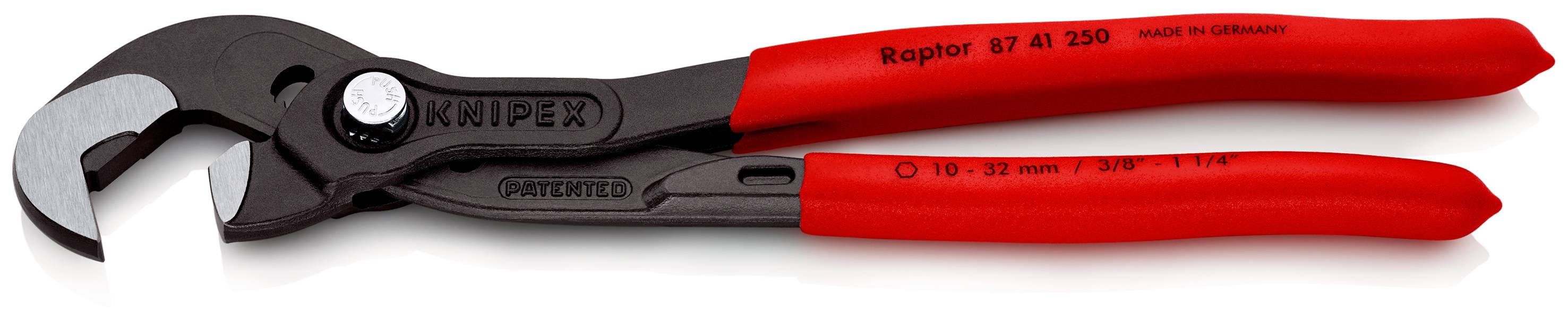 KNIPEX 87 41 250 SB Schraubzange mit rutschhemmendem Kunststoff überzogen grau atramentiert 250 mm