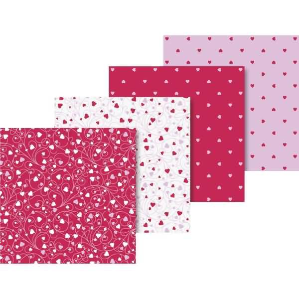 Faltblatt Papier 15x15cm Herz 4 Motive / Farben sortiert VE=40 Blatt