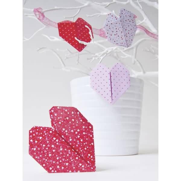 Faltblatt Papier 15x15cm Herz 4 Motive / Farben sortiert VE=40 Blatt