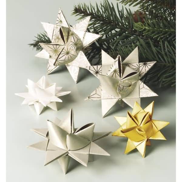 Faltstreifen Fröbelsterne natur creme/braun 1x30cm/1,5x45cm VE=96 Stück