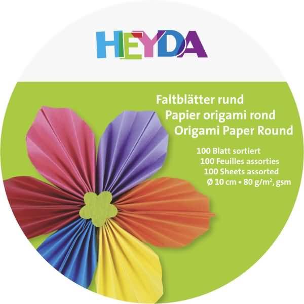 Faltblätter rund Papier 10cm 10 Farben sortiert VE=100 Blatt