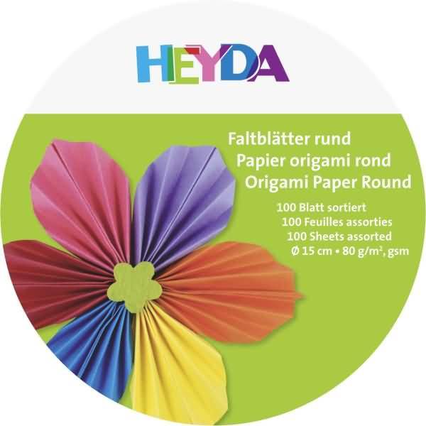 Faltblätter rund Papier 15cm 10 Farben sortiert in VE=100 Blatt