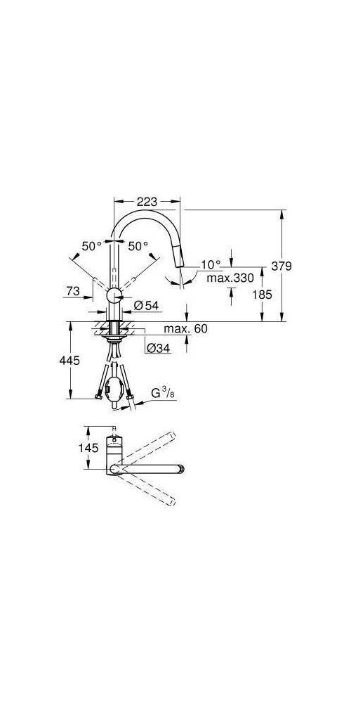 GROHE EH-Spültischbatterie MINTA 1/2Zoll C-Auslauf co sun gebü cool