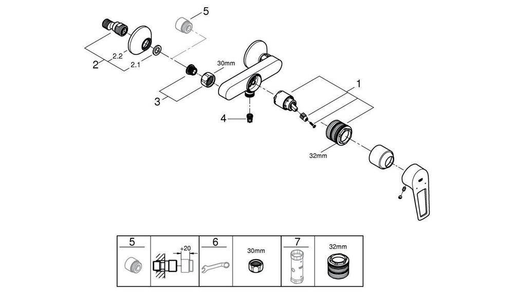 GROHE EH-Brausebatterie BAULOOP 1/2Zoll chr chrom 23633_1
