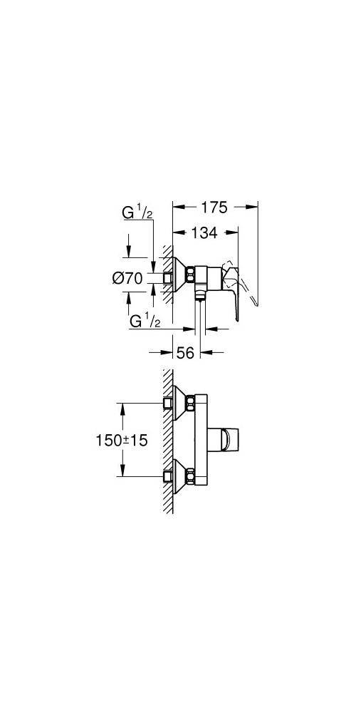GROHE EH-Brausebatterie BAULOOP 1/2Zoll chr chrom 23633_1