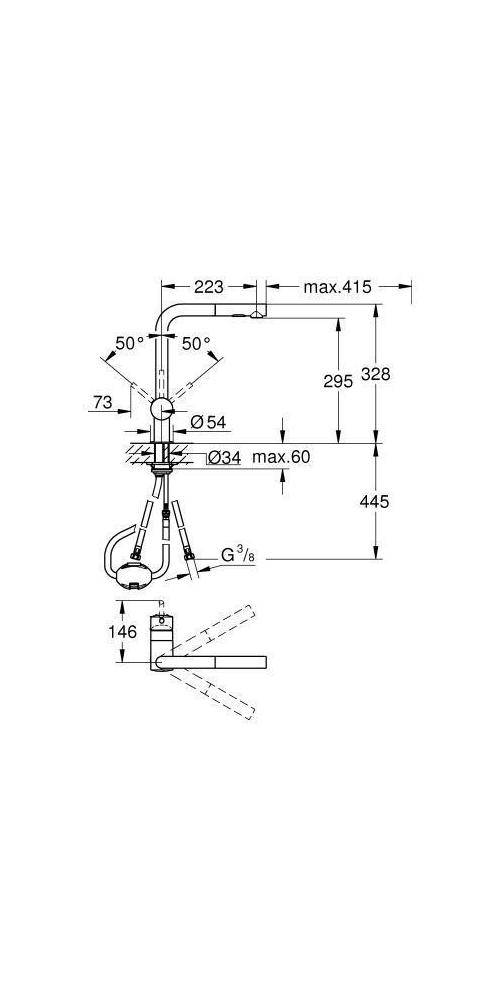 GROHE EH-Spültischbatterie MINTA 1/2Zoll L-Auslauf co sun gebü cool