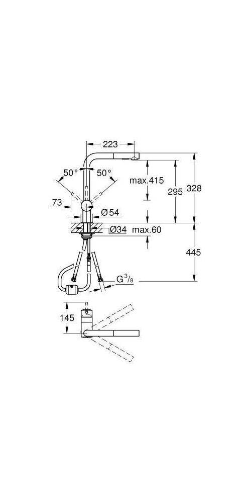 GROHE EH-Spültischbatterie MINTA 1/2Zoll L-Auslauf co sun gebü cool