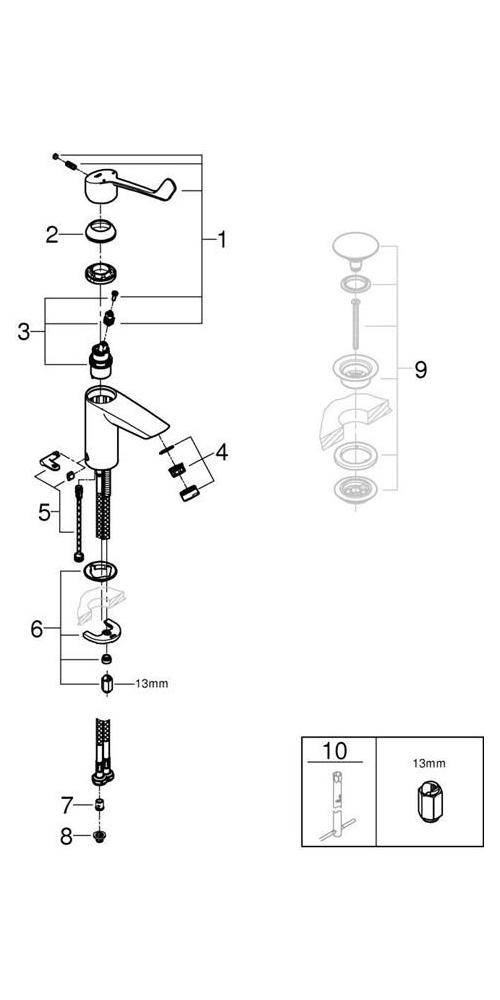 GROHE Einhand-Waschtischbatterie EUROSMART 1/2Zoll S-Size chr