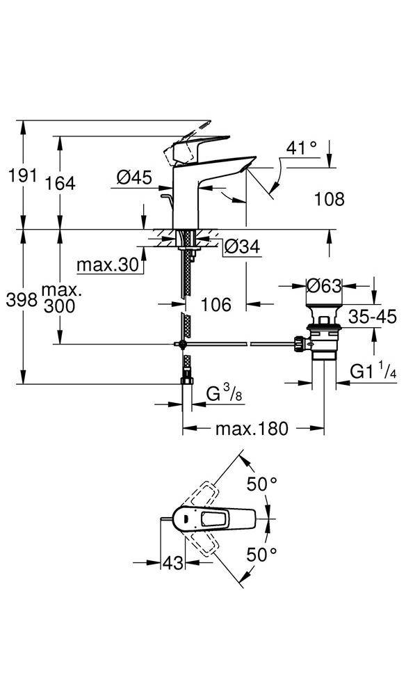 GROHE EH-Waschtischbatterie BAULOOP 1/2Zoll M-Size chr chrom 23762_1