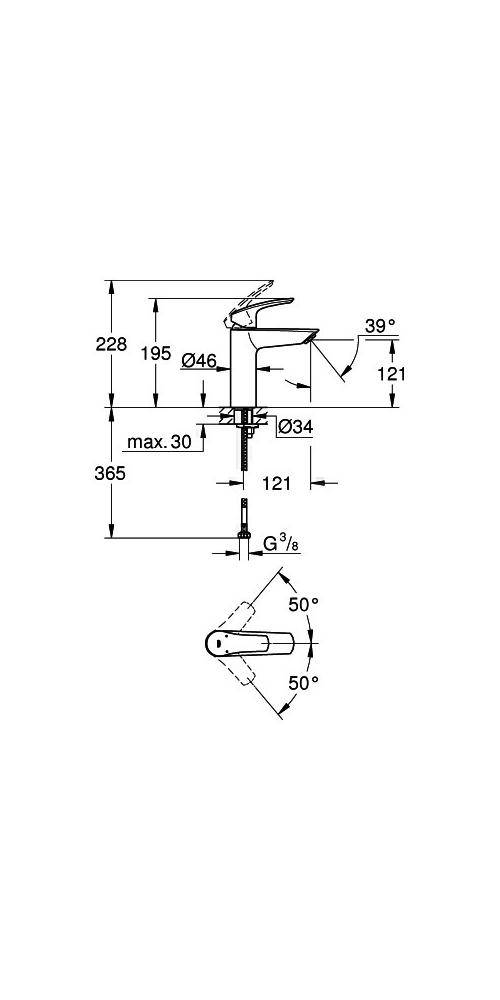 GROHE Einhand-Waschtischbatterie EUROSMART 1/2Zoll M-Size glatter