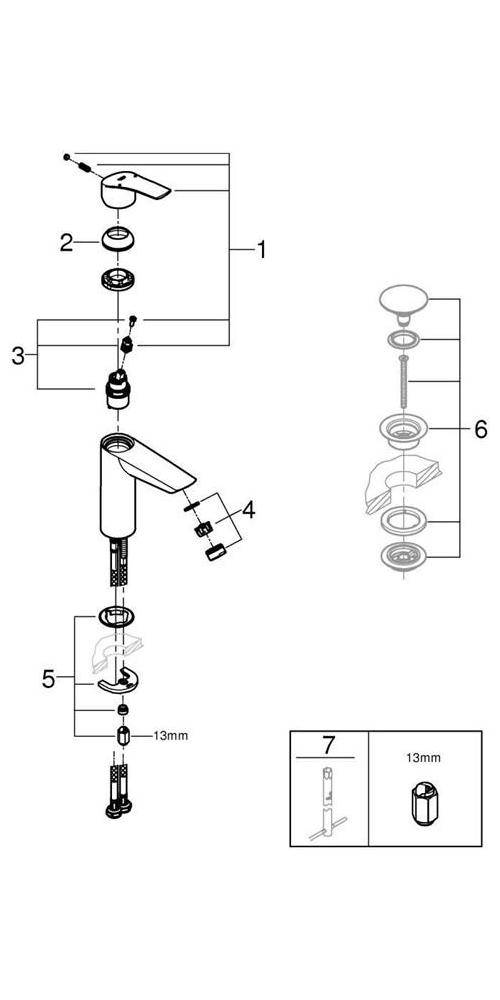 GROHE Einhand-Waschtischbatterie EUROSMART 1/2Zoll M-Size glatter