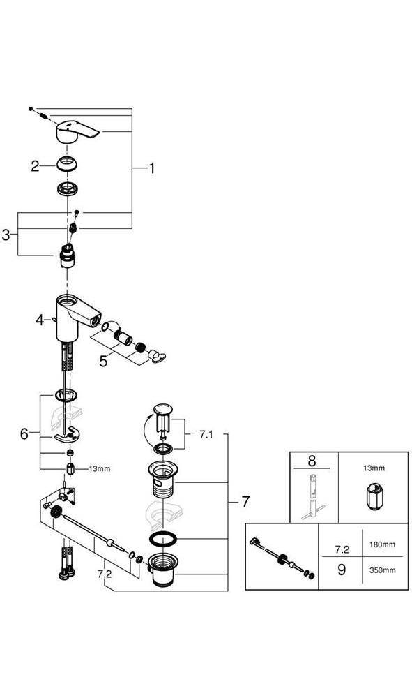 GROHE Einhand-Bidetbatterie EUROSMART 1/2Zoll chr