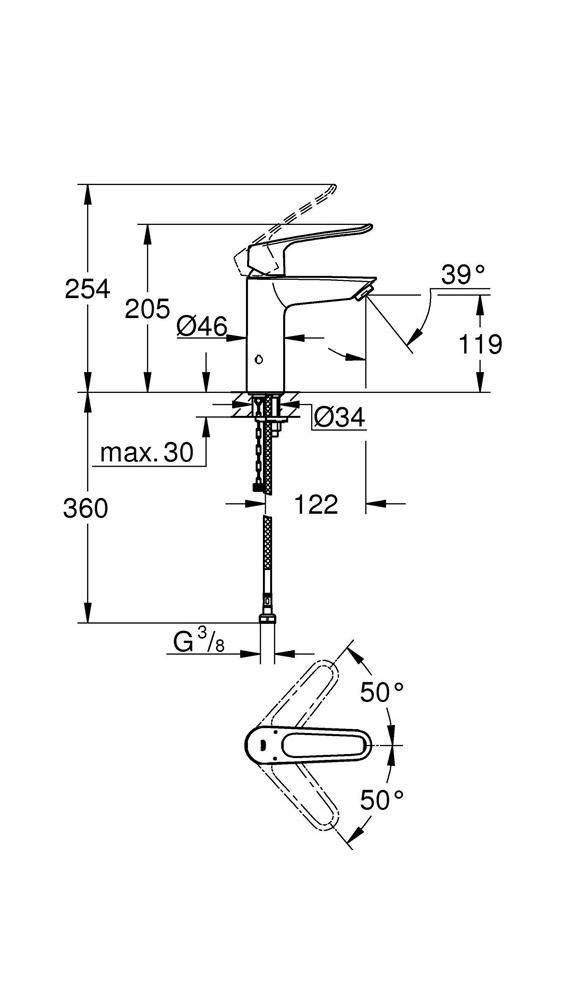 GROHE Einhand-Waschtischbatterie EUROSMART 1/2Zoll M-Size chr
