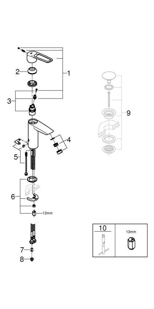 GROHE Einhand-Waschtischbatterie EUROSMART 1/2Zoll M-Size chr