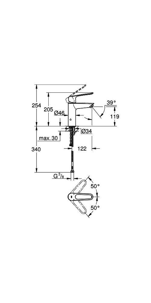 GROHE Einhand-Waschtischbatterie EUROSMART 1/2Zoll M-Size chr
