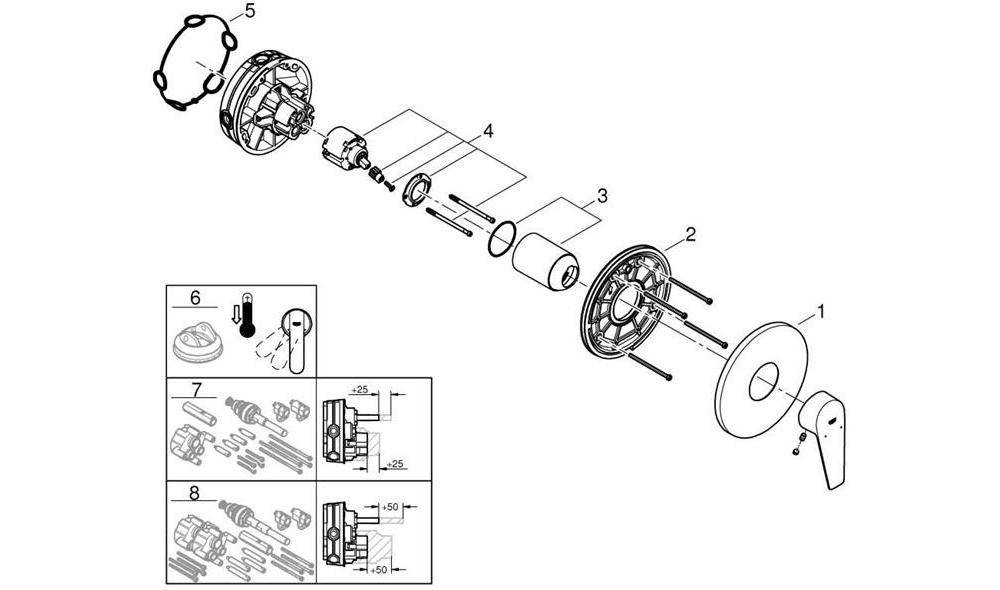 GROHE EH-Brausebatterie BAUEDGE 1/2Zoll chr chrom 24161_1