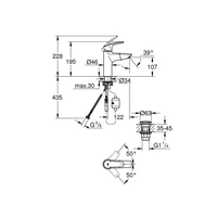 GROHE Einhand-Waschtischbatterie EUROSMART 1/2Zoll M-Size auszb GROHE Einhand-Waschtischbatterie EUROSMART 1/2Zoll M-Size auszb