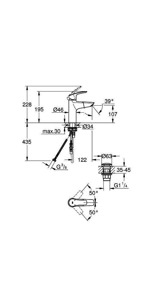 GROHE Einhand-Waschtischbatterie EUROSMART 1/2Zoll M-Size auszb