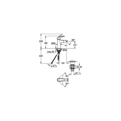 GROHE Einhand-Waschtischbatterie EUROSMART 1/2Zoll M-Size auszb GROHE Einhand-Waschtischbatterie EUROSMART 1/2Zoll M-Size auszb