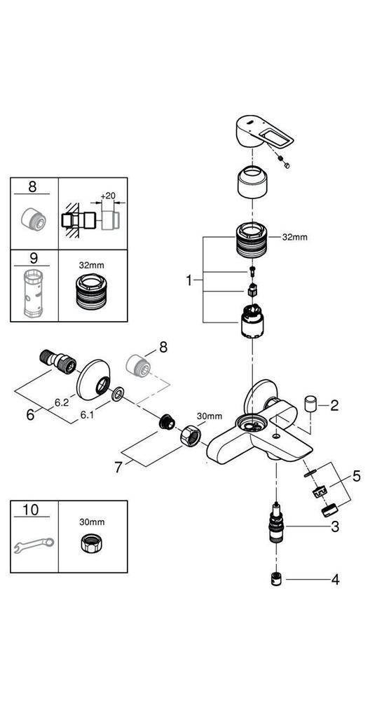 GROHE EH-Wannenbatterie BAULOOP 1/2Zoll chr chrom 23602_1
