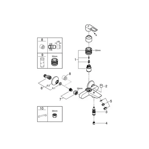 GROHE EH-Wannenbatterie BAULOOP 1/2Zoll chr chrom 23602_1 GROHE EH-Wannenbatterie BAULOOP 1/2Zoll chr chrom 23602_1