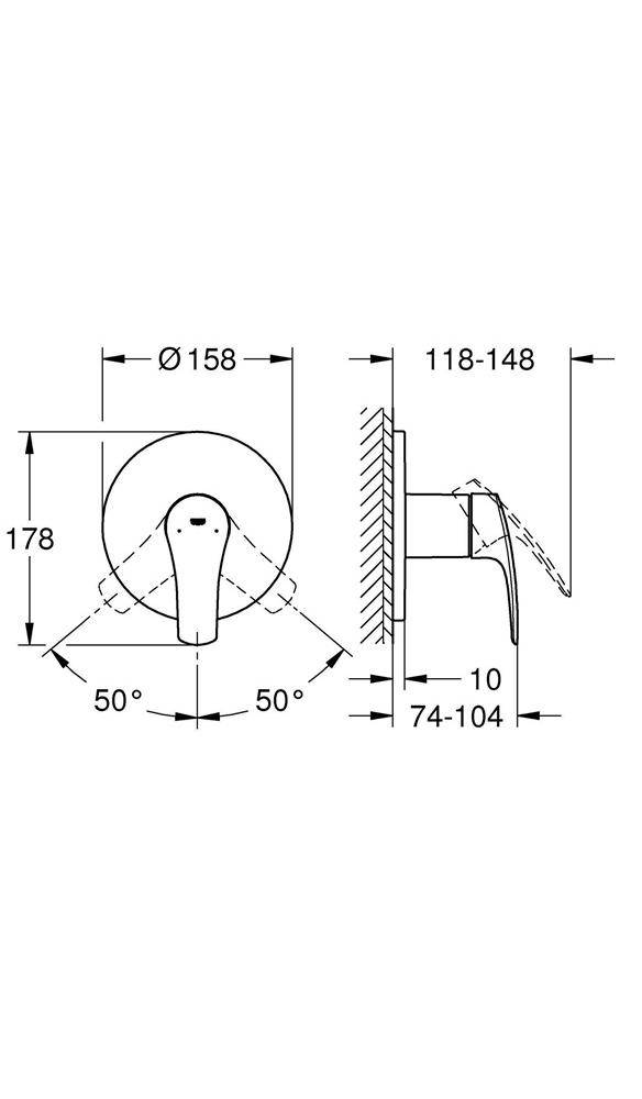 GROHE Einhand-Brausebatterie EUROSMART chr