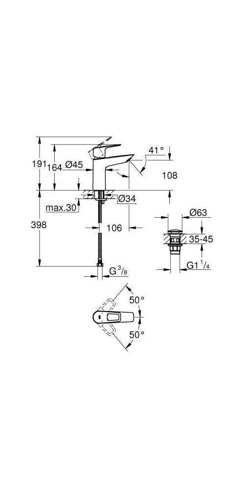 GROHE EH-Waschtischbatterie BAULOOP 1/2Zoll M-Size chr chrom 23886_1