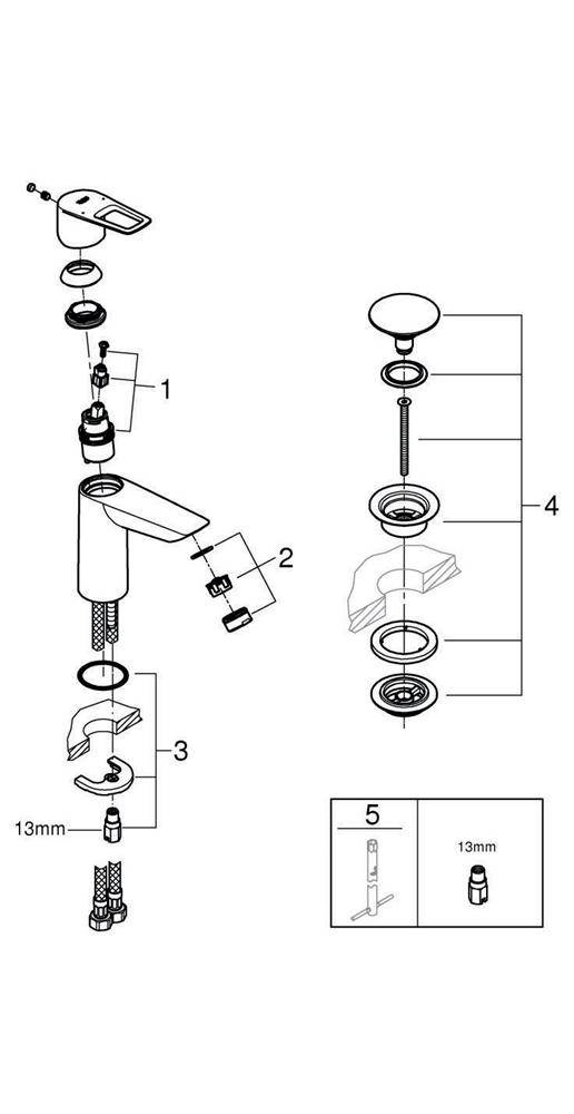 GROHE EH-Waschtischbatterie BAULOOP 1/2Zoll M-Size chr chrom 23886_1