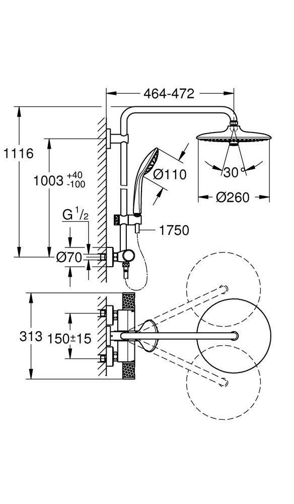 GROHE Duschsystem EUPHORIA 260 m Thermostat-Batt chr chrom 260 27296_3