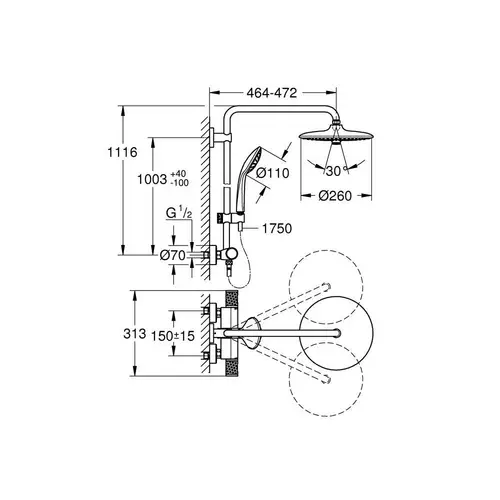 GROHE Duschsystem EUPHORIA 260 m Thermostat-Batt chr chrom 260 27296_3 GROHE Duschsystem EUPHORIA 260 m Thermostat-Batt chr chrom 260 27296_3