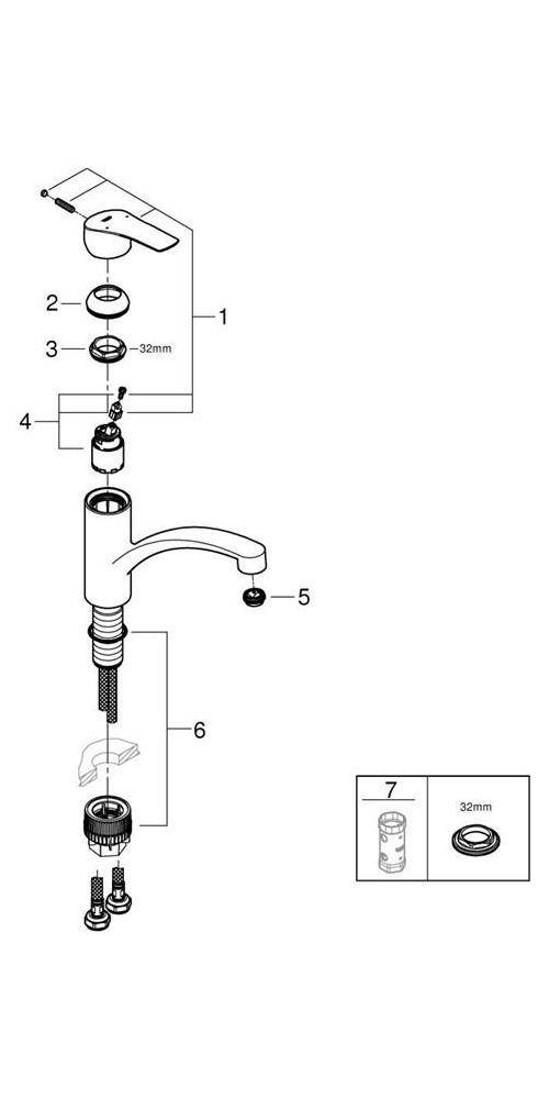 GROHE EH-Spültischbatterie EUROSMART 1/2Zoll fla Ala su-st supersteel