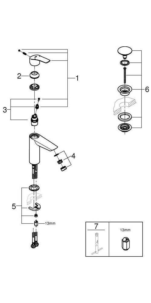 GROHE Einhand-Waschtischbatterie EUROSMART 1/2Zoll M-Size chr M-Size