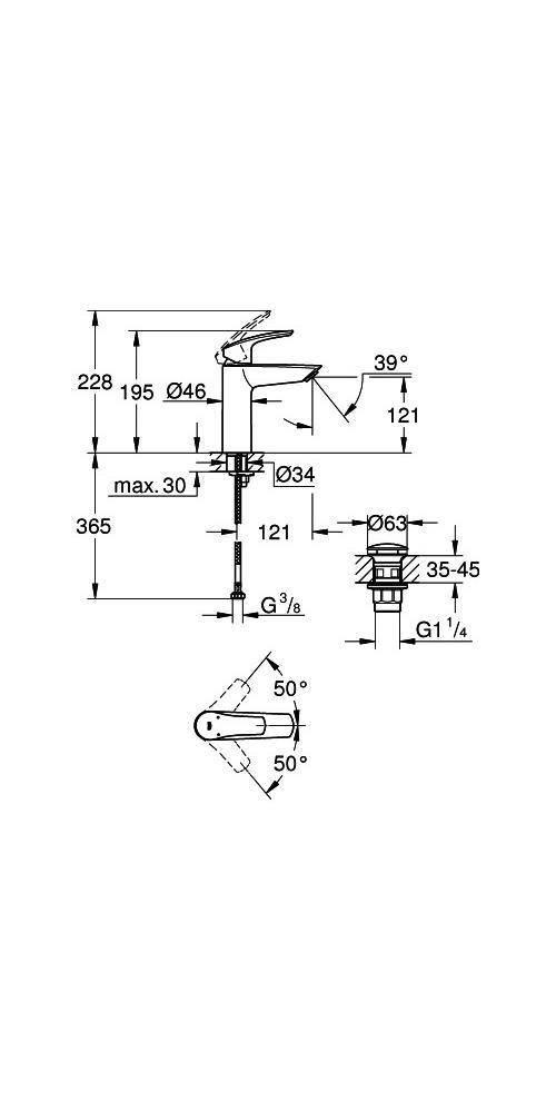 GROHE Einhand-Waschtischbatterie EUROSMART 1/2Zoll M-Size chr M-Size
