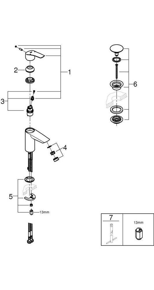GROHE Einhand-Waschtischbatterie EUROSMART 1/2Zoll S-Size chr