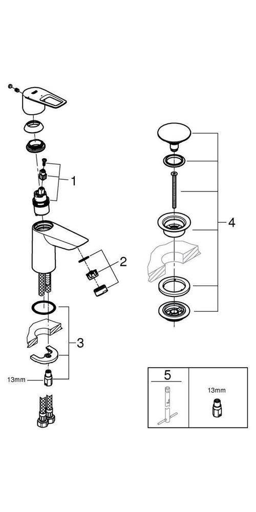 GROHE EH-Waschtischbatterie BAULOOP 1/2Zoll S-Size chr chrom 23883_1