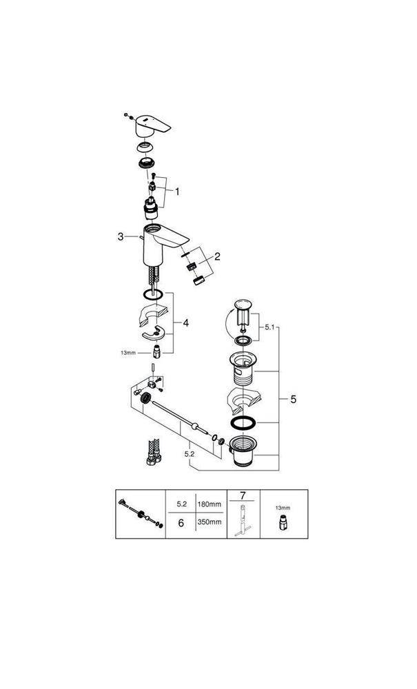 GROHE EH-Waschtischbatterie BAUEDGE 1/2Zoll S-Size chr chrom 23894_1