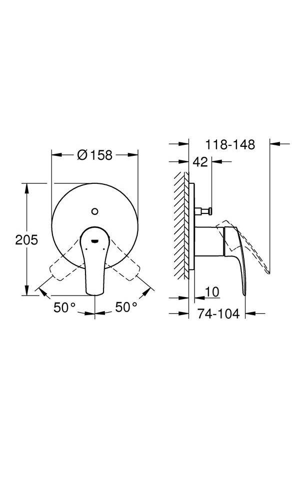 GROHE Einhand-Wannenbatterie EUROSMART chr