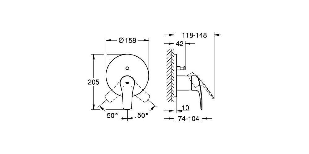 GROHE Einhand-Wannenbatterie EUROSMART chr