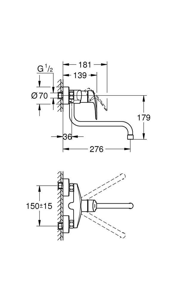 GROHE EH-Spültischbatterie EUROSMART 1/2Zoll chr chrom 32224_3