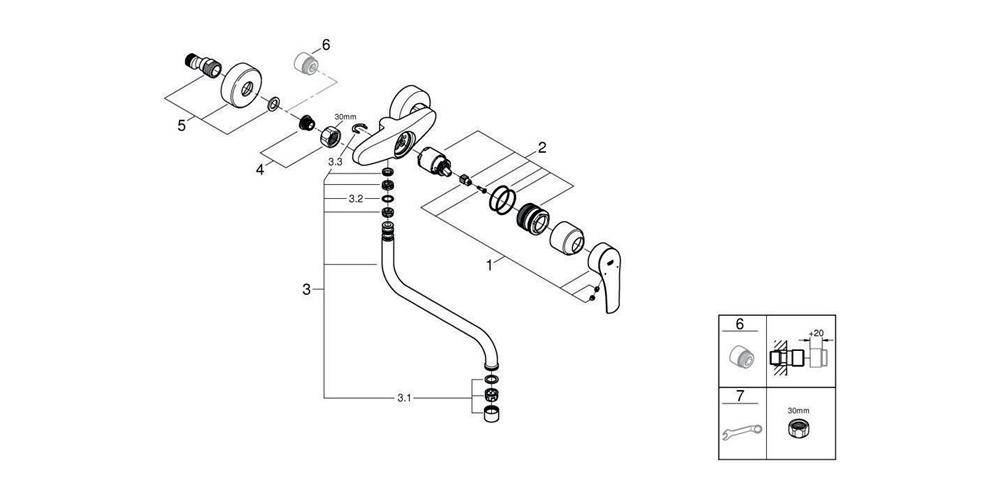 GROHE EH-Spültischbatterie EUROSMART 1/2Zoll chr chrom 32224_3
