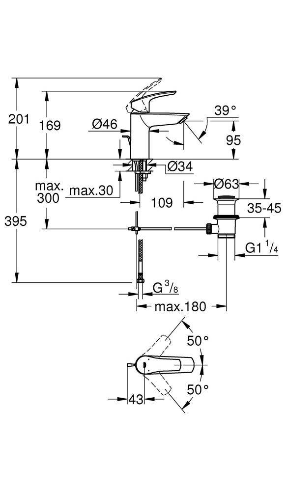 GROHE EH-WTbatt EUROSMART 32265 1/2Zoll S-Sz ZAG EJ 5,7 l/min chro
