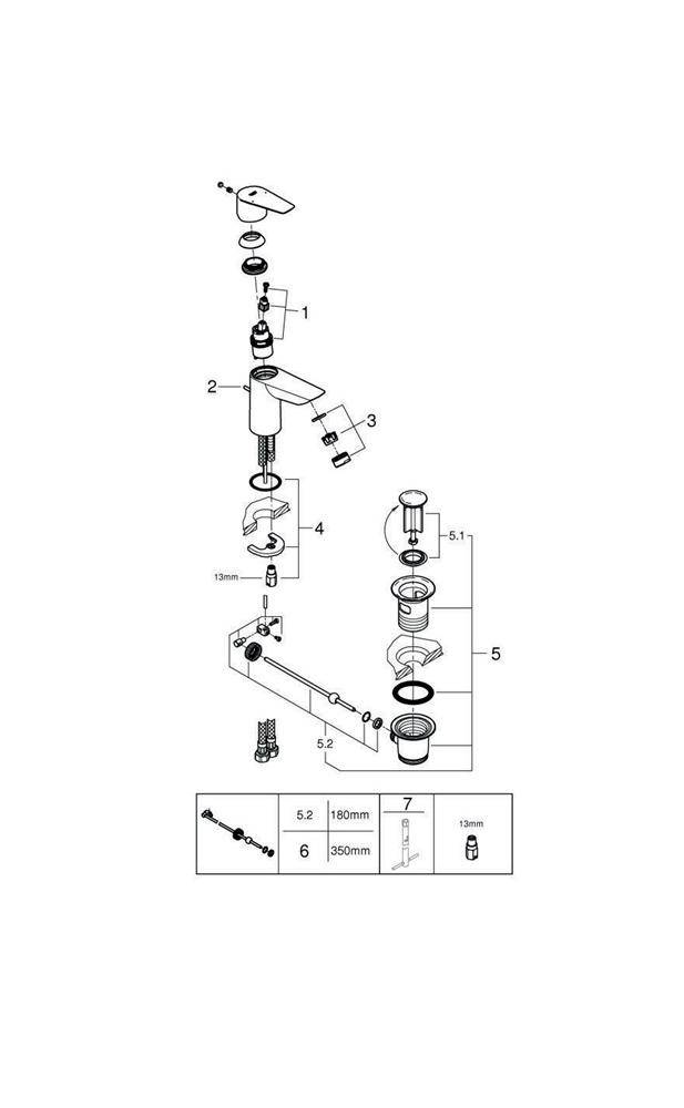 GROHE EH-Waschtischbatterie BAUEDGE 1/2Zoll S-Size ZAG chr chrom