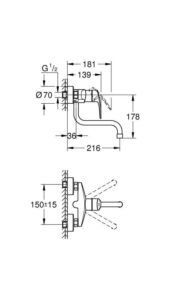 GROHE EH-Spültischbatterie EUROSMART 1/2Zoll chr chrom 31391_3