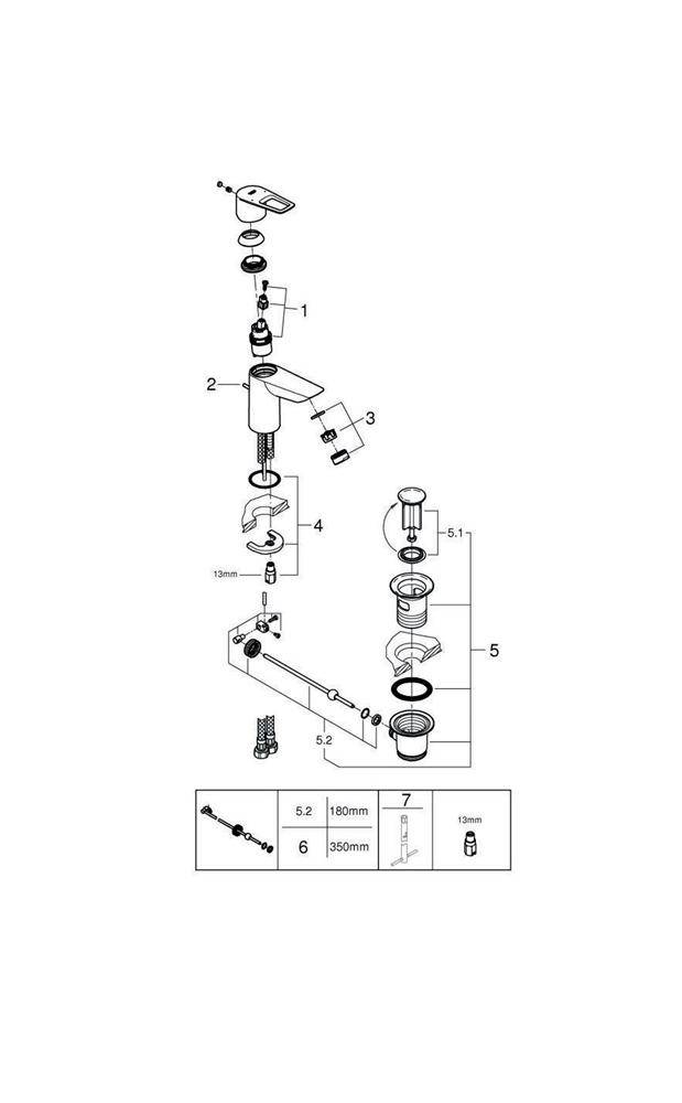 GROHE EH-Waschtischbatterie BAULOOP 1/2Zoll S-Size ZAG chr chrom
