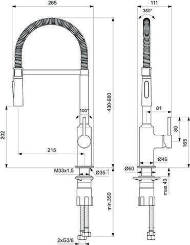 Ideal Standard Einhebel-Küchenarmatur CERALOOK SEMI PROFI DN 15 mit