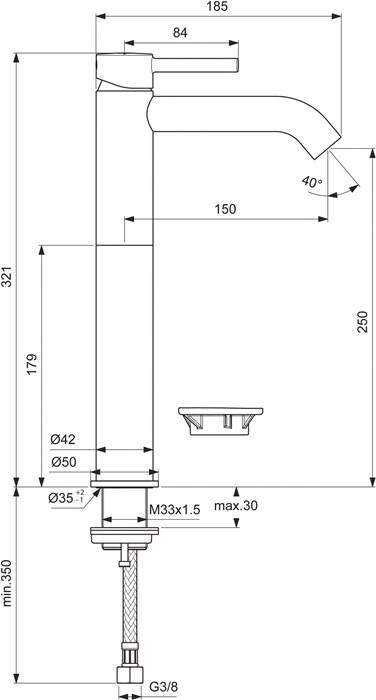 Ideal Standard Waschtischarmatur CERALINE m verläng. So ohne