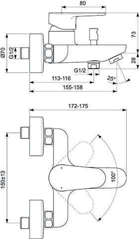 Ideal Standard Badearmatur AP CERAFINE O AP chrom chrom